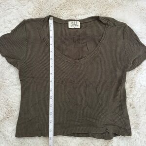 Project Social T army green ribbed crop top